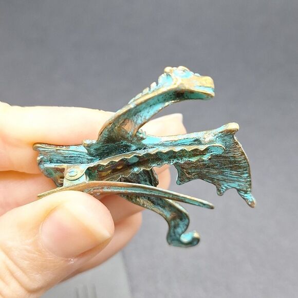 bronze Turquoise Dragon hair clips - Picture 4 of 4
